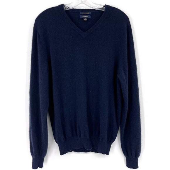 Club Room Men's V-Neck Cashmere Sweater Navy Heather Size M - Picture 1 of 7